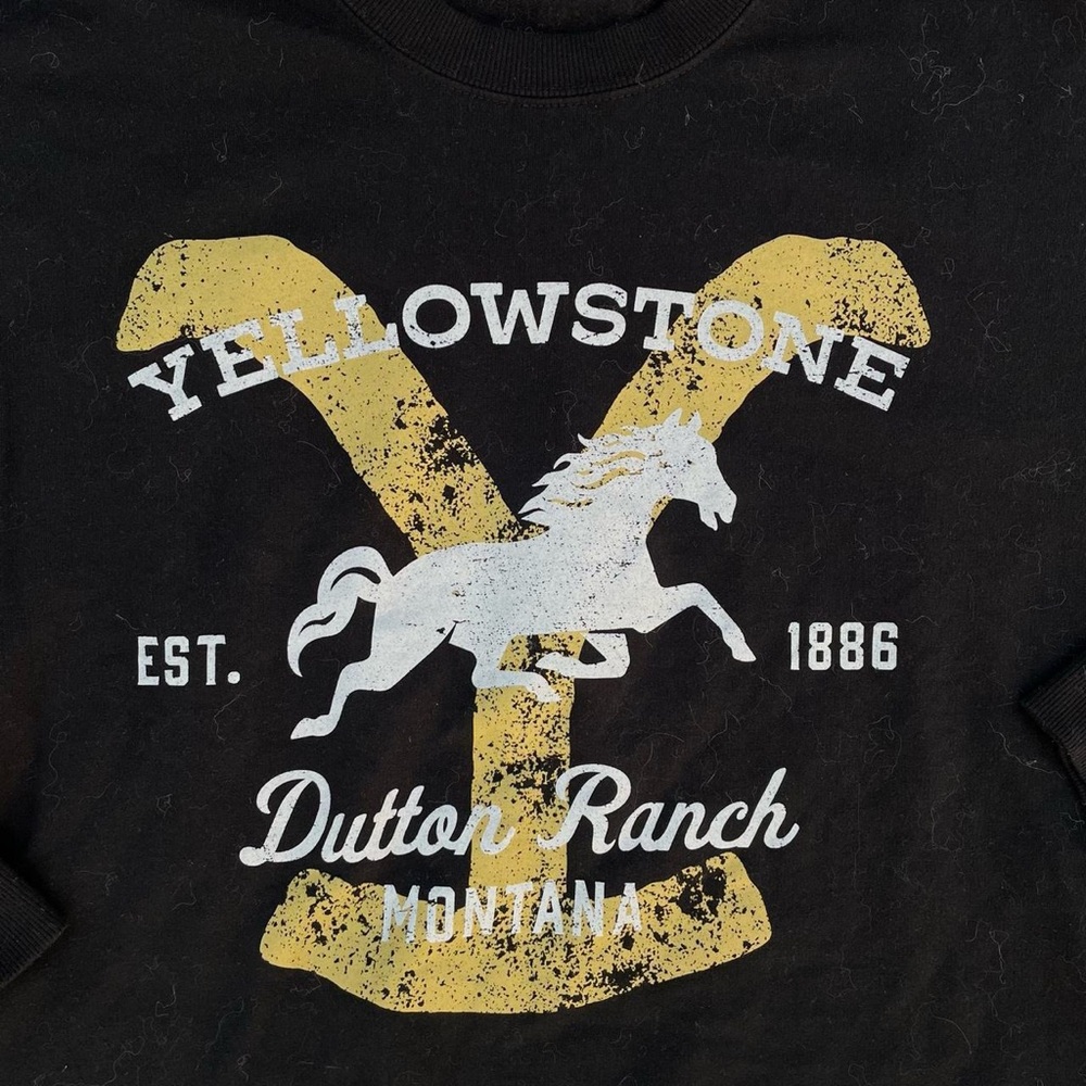 Black Yellowstone Dutton Ranch Cropped Sweatshirt - image 2